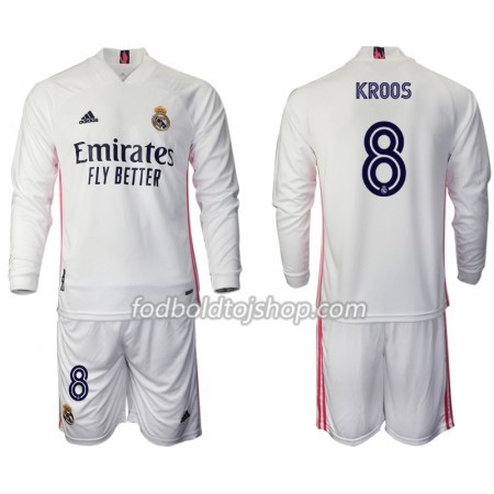 Real Madrid Toni Kroos 8 Børn Hjemme Fodboldsæt 2020-21 L/S (+ Korte bukser)